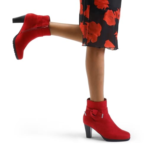 mysoft Women's Booties with Heel, Chunky Stacked Heel Zipper Ankle Boots for Ladies4