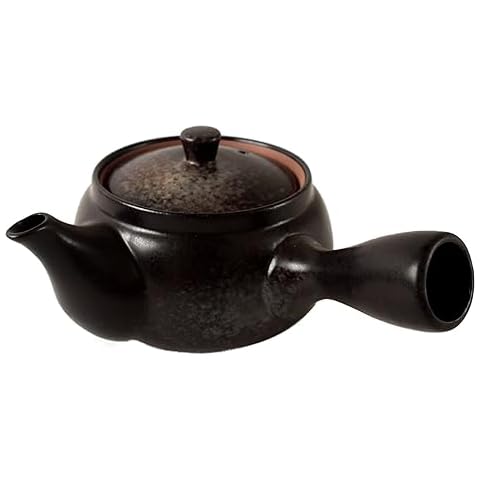 Minoribo Japanese Pottery Teapot Kyusu Kurobizen Matte Black Cover