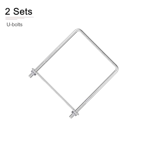 Image of DTGN M8x120x160mm(ThreadxWxL) Square U Bolt - 2Pack - Good for Trailer Pipe Replacement Parts - 304 Stainless Steel U Shape Bolts