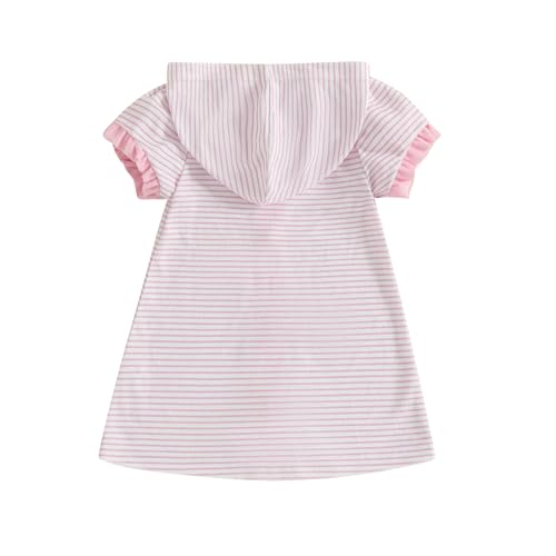 Girls Striped Swim Cover Up Beachwear Short Sleeve Zip Up Hooded Terry Swim Coverups One Piece Swimsuits Swimwear2
