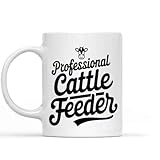 Humorous Gift Idea Farmer Professional Cattle Feeder Vintage Cow Country Farming Gift 11 Oz White Ceramic Coffee Mug