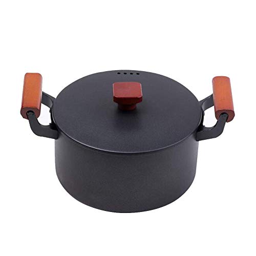 Antihaftbeschichtete Bratpfanne, Kasserolle aus Gusseisen, mit Glasdeckel, geeignet für Induktionsherde, Gasherd, Antihaft-Kasserolle, 22 cm