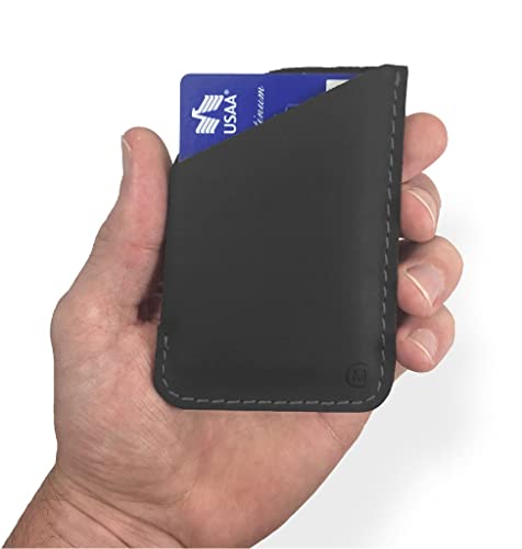 Leather Minimal Card Holder, Minimalist Wallet for Men & Women, Thin Credit Card Holder, Small Business Card Holder, Card Holder Wallet, Front Pocket Card Wallet - Magnum (Black)2