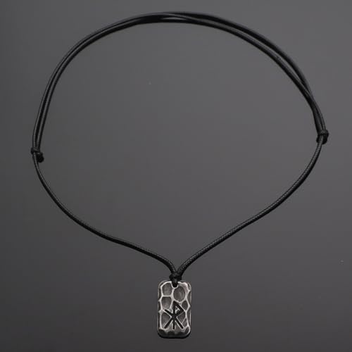Image of Ankiyabe Stainless Steel Norse Viking Rune Pendant with Adjustable Braided Rope Good Luck /Love /Strenght /Health Viking Symbol Necklace for Men Women