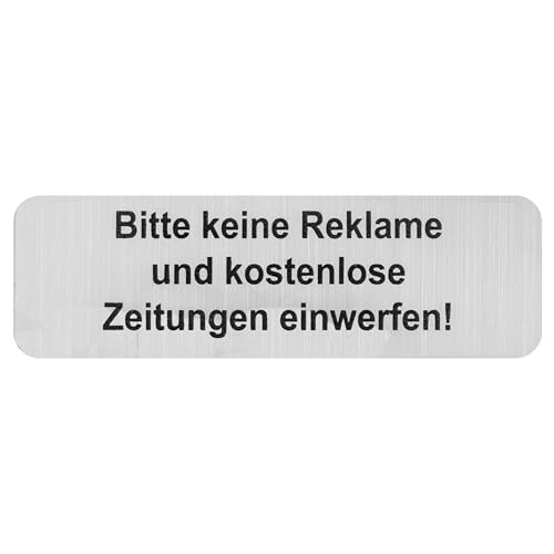 Briefkastenaufkleber Keine Werbung, 3 Stück, 67 x 21 mm, selbstklebende Folie in Edelstahl Optik, Stop Werbung Schild für Innen- und Außenbereich, Aufkleber Sticker Hinweis Bitte keine Werbung