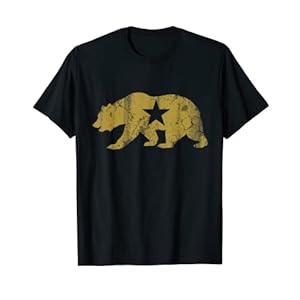 California Golden State Bear Vintage Distressed Graphic T-Shirt