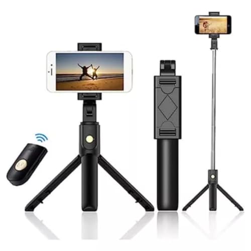 Bastão Pau De Selfie Tripé Retrátil Com Controle Disparador Bluetooth Dobrável Extensível Para Celul