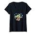 Femme Star Wars The Mandalorian The Child with Blue Butterflies T-Shirt avec Col en V