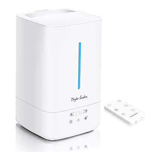 Taylor Swoden Elizabeth, Humidificador ultrassónico, 5 l, controlo remoto, névoa quente e ambiente, difusor de óleos essenciais, LED de 7 cores, 3 níveis de nebulização, temporizador 12 horas