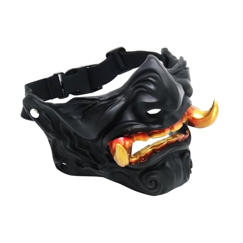 Vaveren Máscara de samurái japonesa para Halloween, decoración de roles, accesorio facial para hombres y mujeres, regalos de disfraces, accesorios de cosplay, máscara de resina