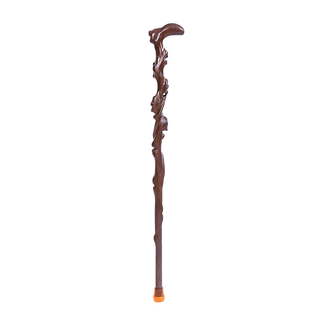 Canne de marche pour personnes âgées béquille bois sculpté 89 cm