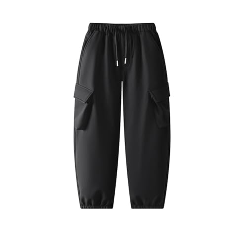 Boys Cargo Pants Casual Drawstring Elastic Waist Baggy Trousers with Multi Pocket Lounge School Pants for Boys 7-14Y