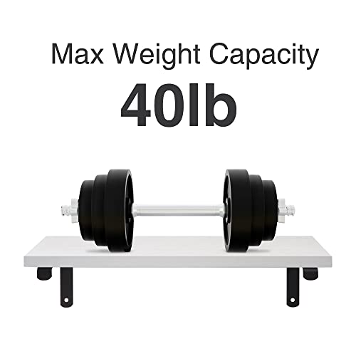 Godimerhea White Floating Shelves For Wall, Over Toilet Bathroom Modern Wall Mounted Set Of 2, Neutral Wooden Storage Decorative Hanging Shelf With Black Brackets For Living Room, Kitchen, Office #TOP4