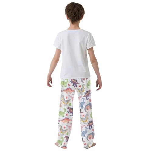 ZZXXB Dinosaur with Egg Boys Long Pants Soft Trousers Elastic Waist Kids Lounge Bottoms with Pockets S-XL3