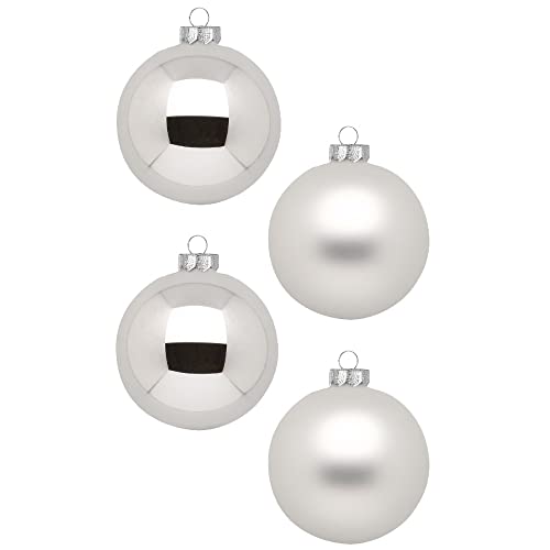 Weihnachtskugeln 12 STK 8cm | Schöne Christbaumkugeln aus Glas | Große Kugeln in Karton-Box | Christbaumschmuck Weihnachtsbaumschmuck Weihnachtsbaumkugeln (Frosty Silver | Silber Weiß)
