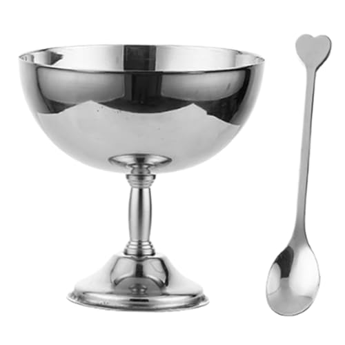 YWJLQH Stainless Steel Ice Cream Cup Dessert Serving Cup High Base, Serving Bowl Snack Candy Footed Trifle Bowl for Home Party, 300ml