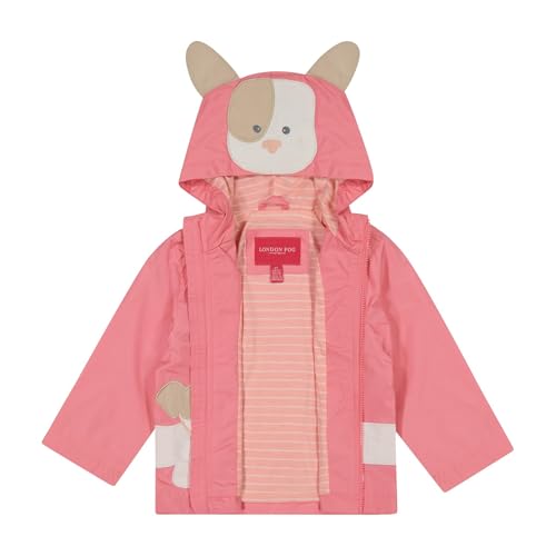 Image of LONDON FOG Girls' Rainy Day Fun Hooded Rain Jacket Rainslicker