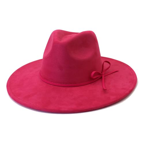 Image of Fedora Hats for Women Man with Big Wide Brim Classic Suede Panama Hat Western Outdoor hat