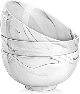 MALACASA, Series Regular, 450ml Marble Grey Porcelain Bowls/Cereal Bowls/Soup Bowls/Pasta Bowls/Dessert Bowls/Breakfast Bowls/Ice Cream Bowls/Snack&Dip Bowls (12.5 * 12.5 * 6.5CM), Set of 8