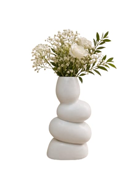 Modern Ceramic Bubble Vase for Home Decor | Nordic Minimalist White Flower Vase | Decorative Tabletop Vase for Living Room, Bedroom, Office & Dining Table | Matte Finish-image-28