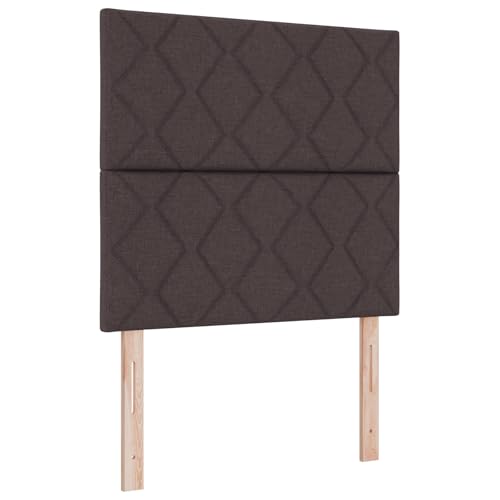 vidaXL Cama con somier con colchón y LED, color marrón oscuro, 90 x 190 cm, tela