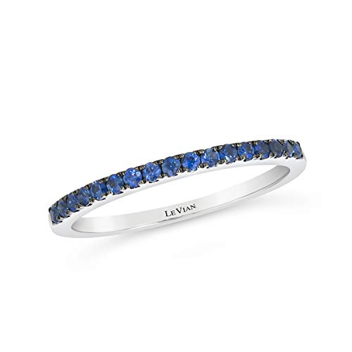 LeVian 14K White Gold & Round Blue Sapphire Gemstone Stackable Band Ring - Size 7