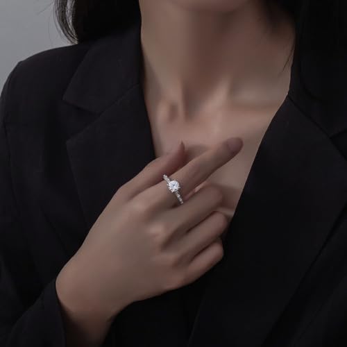 Roe Dolph Cubic Zirconia Engagement Rings for Women Non Tarnish Silver Plated Fake Engagement Ring Halo Travel Wedding Bands Ring Set for Couples Promise Rings Wedding Jewelry for Brides Wedding3