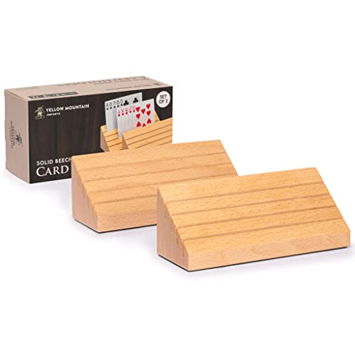 Yellow Mountain Imports Solid Oak Wood Playing Card Holders (Set of 2) - Travel-Friendly & Durable