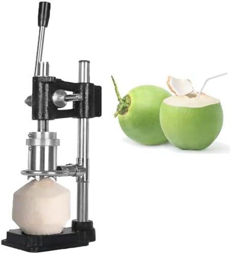 Portable Nut Opener Tool, Manual Stainless Steel Nut Cracker Machine, Effortless Vertical Design for Young Green Nuts, Ideal for Fresh Juice Preparation (White)