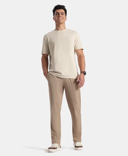 Image of Jockey AM49 Men Super Combed Cotton Rich Straight Fit Trackpants with Side and Zipper Media Pockets