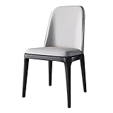 Sillas de Comedor de Cuero para Cocina, Asiento ergonómico, Patas de Metal de Acero al Carbono Resistentes, para mostrador, Sala de Estar, recepción (Color: Gris Claro, tamaño: Patas Negras)
