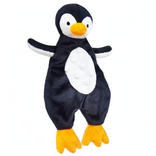 Image of Baby Black Penguin Soft Stuffed Animal Security Blanket, Plush Penguin Character Lovey Blanket, Baby Shower /Nursery Gift, Newborn Infant Toddler Snuggle Blankie for Boys Girls, 10 Inches