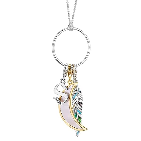 Thomas Sabo Women Charm Pendant Ethnic Feather Charm Club 925 Sterling Silver Y0034-340-7