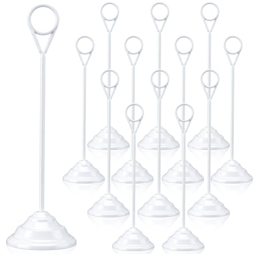 Image of 12 Pcs Table Number Holders-Metal Place Card Holders Table Number Stands Tabletop Sign Stands for Photos, Menu, Memo, Notes, Wedding, Restaurant, Banquet, Birthday(2.4 inch X 7.9 inch,White)