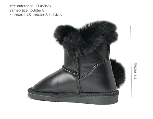 Image of REDVOLUTION Kids Boots Toddler Girls Cute Butterfly Bow | PomPom PU leather Boot (Toddler /Small Kid)