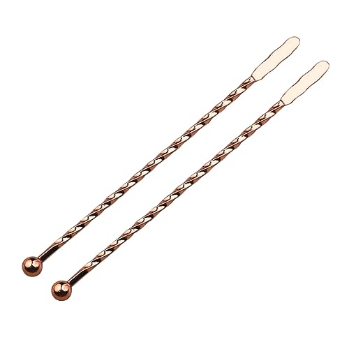 KICHOUSE Cocktail Bar Tools 10pcs Stainless Steel Muddler Drink Stirrer Mixing Stick Swizzle Sticks Thread Rose Gold