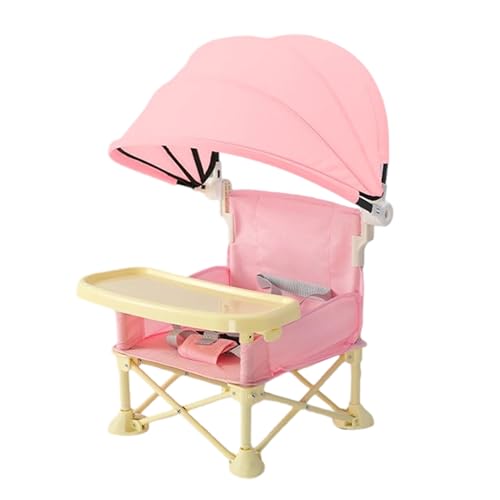 Baby Travel Chair, Toddler Folding Seat, Portable Dining Chair, Built-In Tray Sun Canopy, Outdoor Indoor Use, Ideal for Picnic B