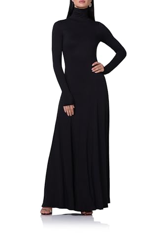 AFRM Women's Regina Long Sleeve Turtleneck Maxi Dress, Noir, X-Small at  Amazon Women's Clothing store