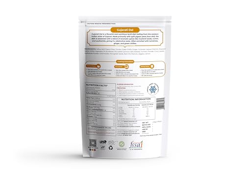 Image of Indian Kitchen Foods Instant Gujarati Dal - Freeze Dried, Gluten-Free, Ready-to-Eat Indian Vegan Meal - Pack of 3