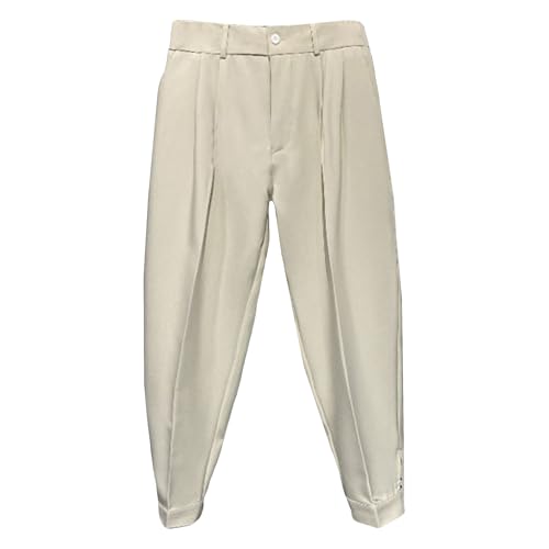 Men's Harem Casual Dress Pants Ankle Cuffed Solid Colored Suit Pants Stylish Loose Fitting Work Pants​