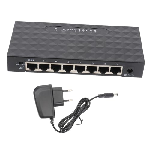 Commutateur Ethernet pour teletravail et maison SHINEOFI 8 ports RJ45 reseau local fluide et noir