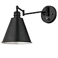 Westinghouse 6125400 Trocadero Traditional One Light Swing Arm Wall Fixture with On/Off Switch, Matte Black Finish