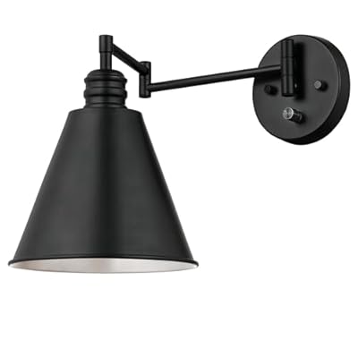 Westinghouse 6125400 Trocadero Traditional One Light Swing Arm Wall Fixture with On/Off Switch, Matte Black Finish