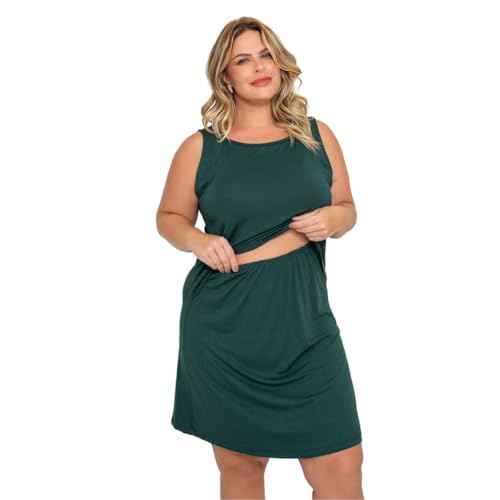 Vestido Amamentação Regata Vestidinho Gestante Possui Forro (BR, Alfa, GG, Regular, Regular, Padrão, Verde cactus)