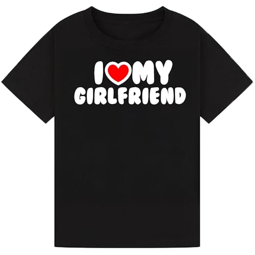 Valentines Day Mens T-Shirt I Love My Girlfriend I Heart My Girlfriend Tshirt Black XXL