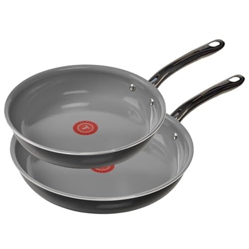 T-Fal Preserve - Utensilios de cocina antiadherentes de cerámica, juego de 2 sartenes, 8.5 pulgadas y 11 pulgadas, color negro trufa