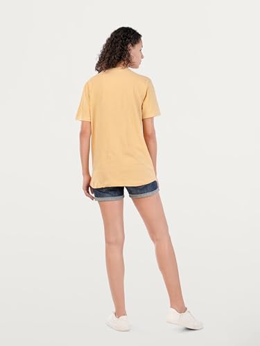 Image of URLI Unisex Natural Dye Harvest Yellow Slub Cotton Tshirt | Soft Breathable Crew Neck | Pomegranate Rind Dyed Everyday Wear for Men and Women
