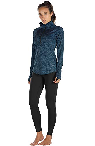 icyzone Women's Workout Yoga Track Jacket 1/2 Zip Long Sleeve Running Shirt(M,Royal Blue)