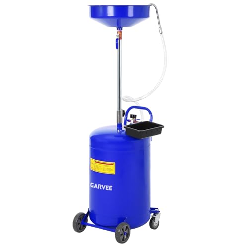 Garvee 20 Gallon Waste Oil Drain Tank Portable Oil Drain Container Air Operated Drainer Fluid Fuel Transfer Drainage Adjustable Funnel Height with Wheel &15 Premium Bowl and a Toolbox