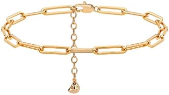 MEVECCO Anklet for Women Gold Medium Paperclip Chain Oval Link 14K Gold Plated Dainty Boho Beach Summer Simple Foot Jewelry Ankle Bracelet for Girls